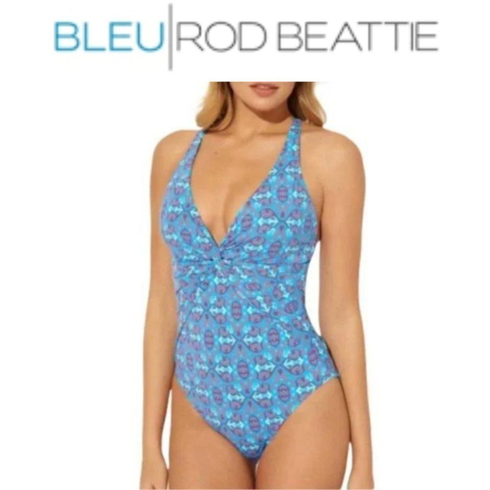 Bleu Rod Beattie vneck Swimsuit Size 14 One-piece